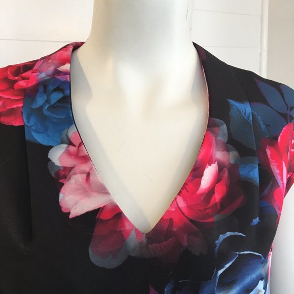 NEW sz 6 SLNY Dress Black/Floral Summer/Cruise 5689 - Picture 2 of 10